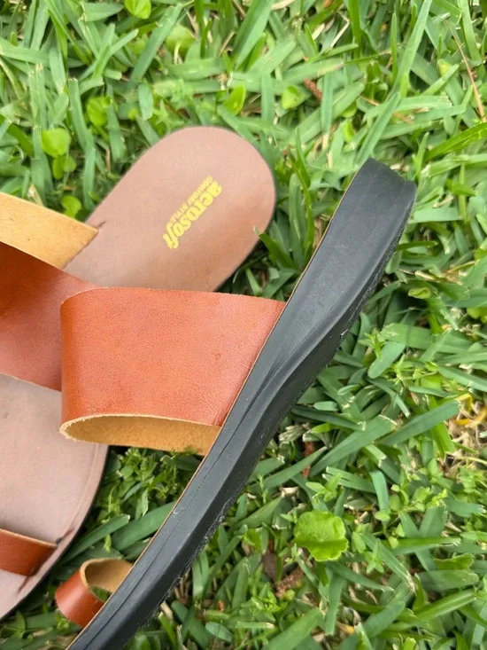 Aerosoft Brown Toe Loop Slide Sandals Minimalist Flat Comfort Sandals US 10 - Picture 3 of 4